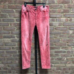 Dear John Women’s Red Marble Corduroy Low Rise Pants Size 30
